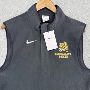 Nike Vest Mens Small Black Therma Fit Fleece Schoolcraft College Embroidered NEW
